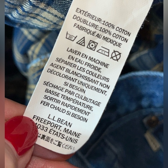L.L. Bean plaid flannel lined Blue JEANS,  warm Denim Relaxed Fit, mens size 40 - Picture 10 of 16